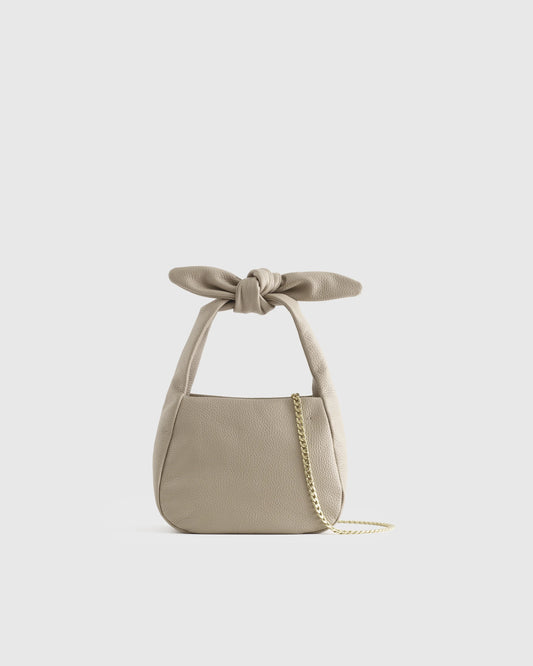 Italian Leather Mini Bow Bag - One Size / Taupe