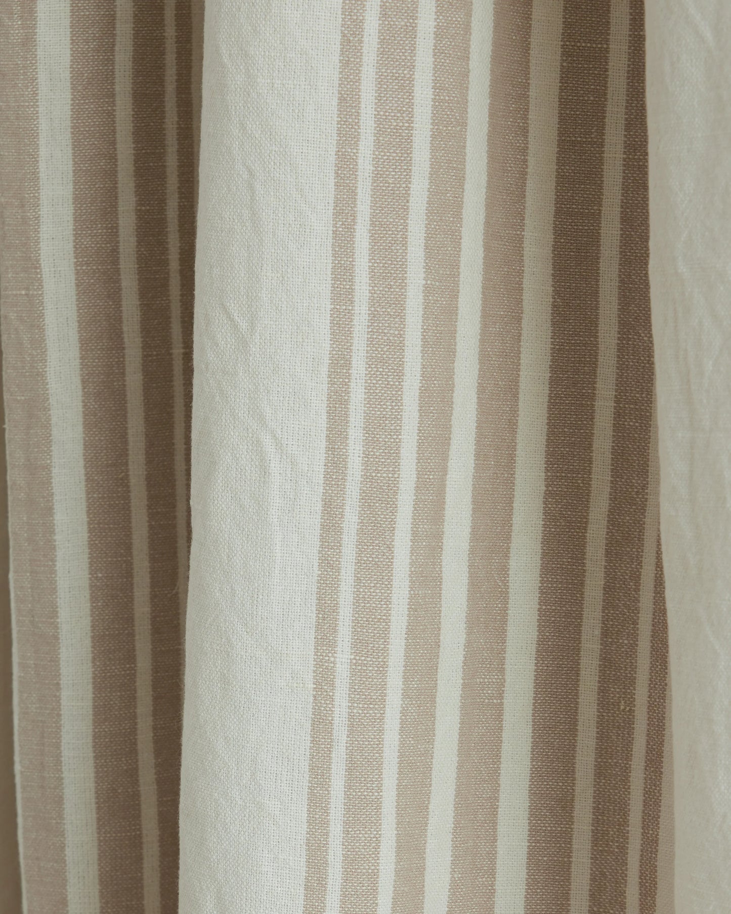 Coastal Stripe Linen Cotton Room Darkening Curtain - Single Panel - 48x84 / Ivory/Sage Green