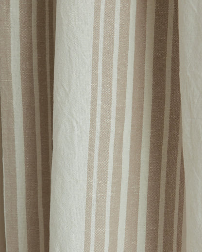 Coastal Stripe Linen Cotton Room Darkening Curtain - Single Panel - 48x84 / Ivory/Sage Green