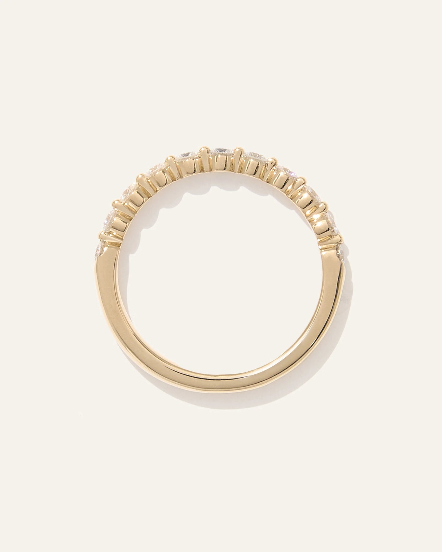Lab Grown Diamond Single Shared Prong Halfway Band - 4 / Yellow Gold