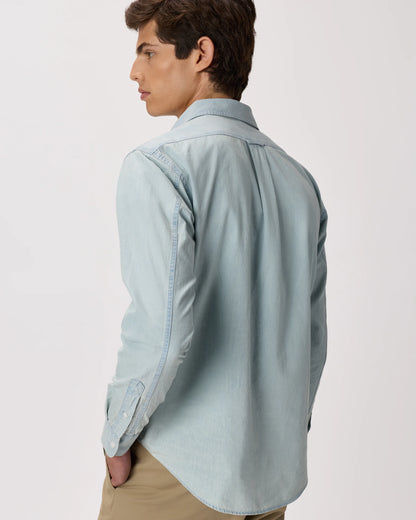100% Organic Chambray Long Sleeve Shirt - S / Light Chambray