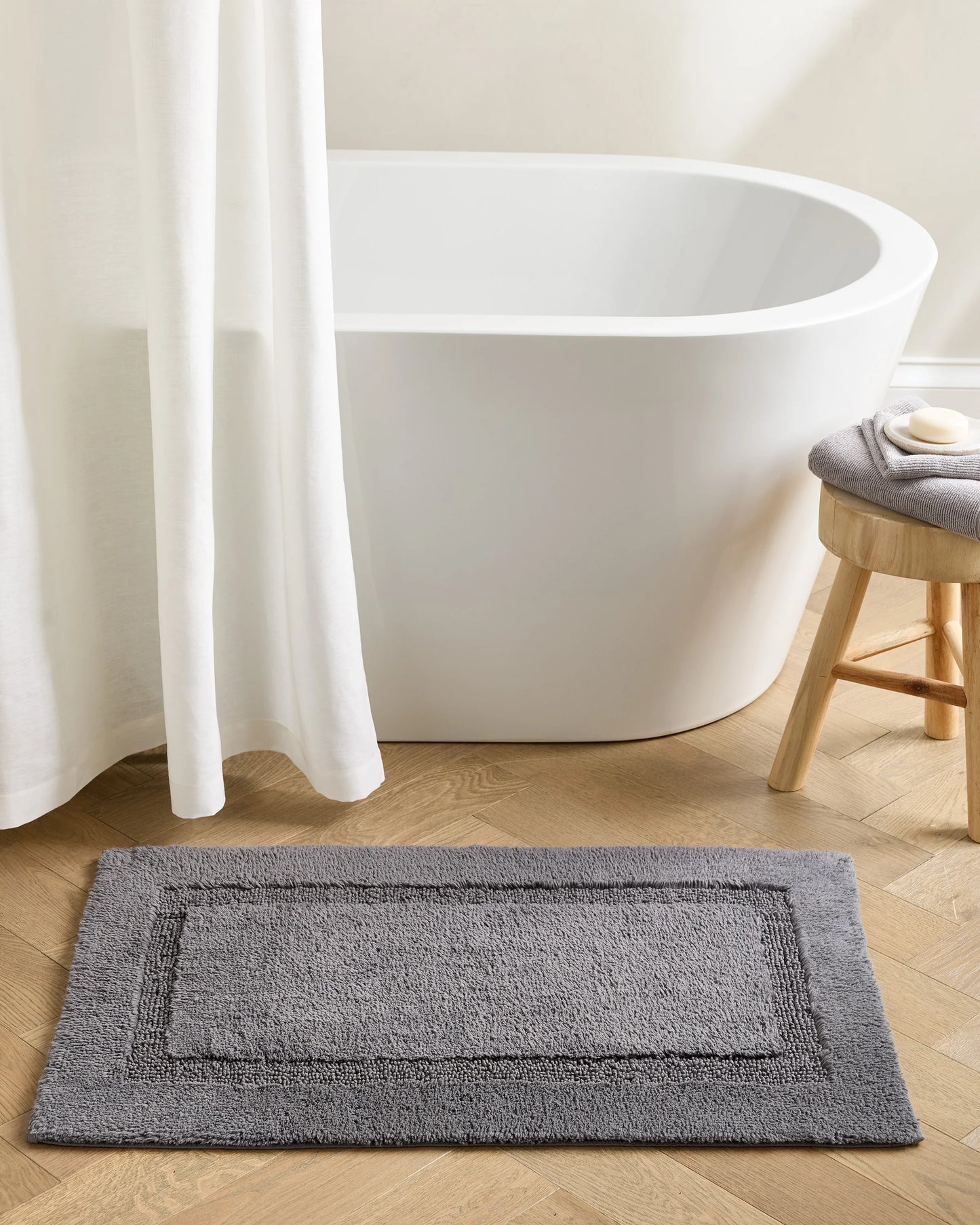 Turkish Cotton Non-Slip Bath Rug - 21"x34" / White