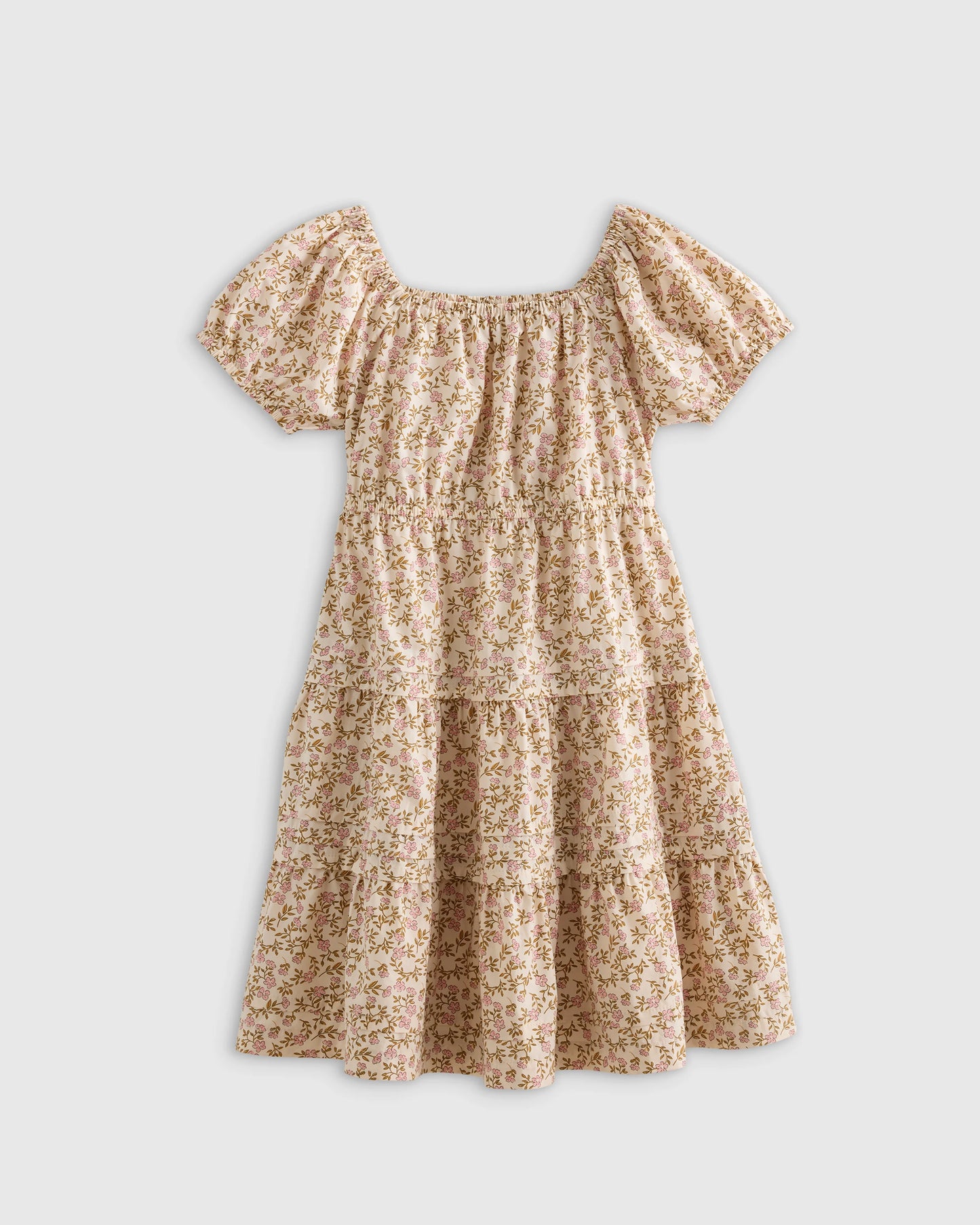100% Organic Cotton Poplin Tiered Dress - 6 / Wildflower Botanical