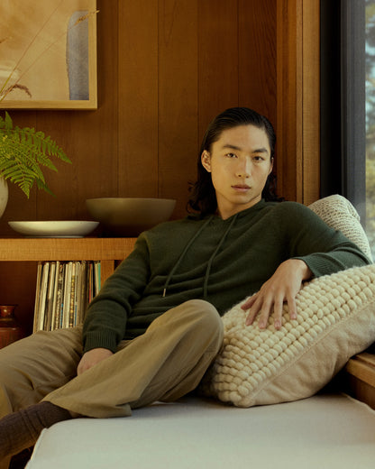Mongolian Cashmere Pullover Hoodie - XS / Sea Spray Green