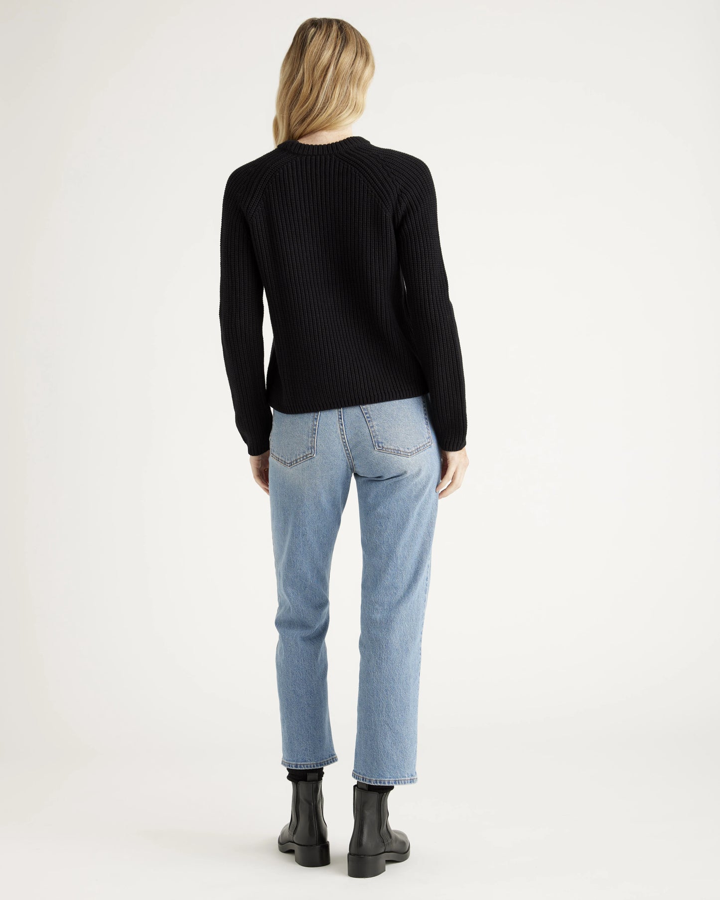 100% Organic Cotton Fisherman Crew Sweater - XS / Sapphire Blue