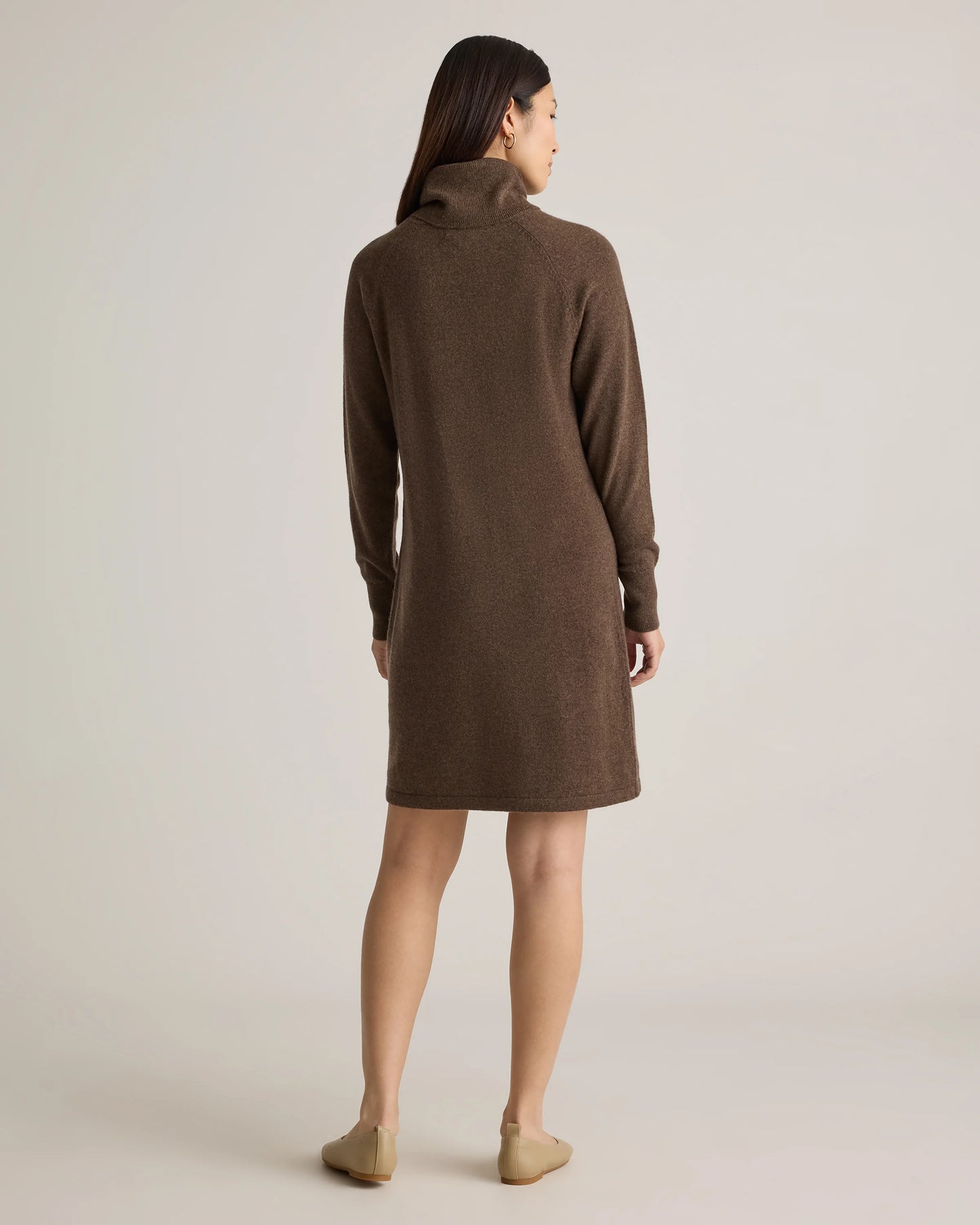 Mongolian Cashmere Turtleneck Sweater Dress - XS / Moss