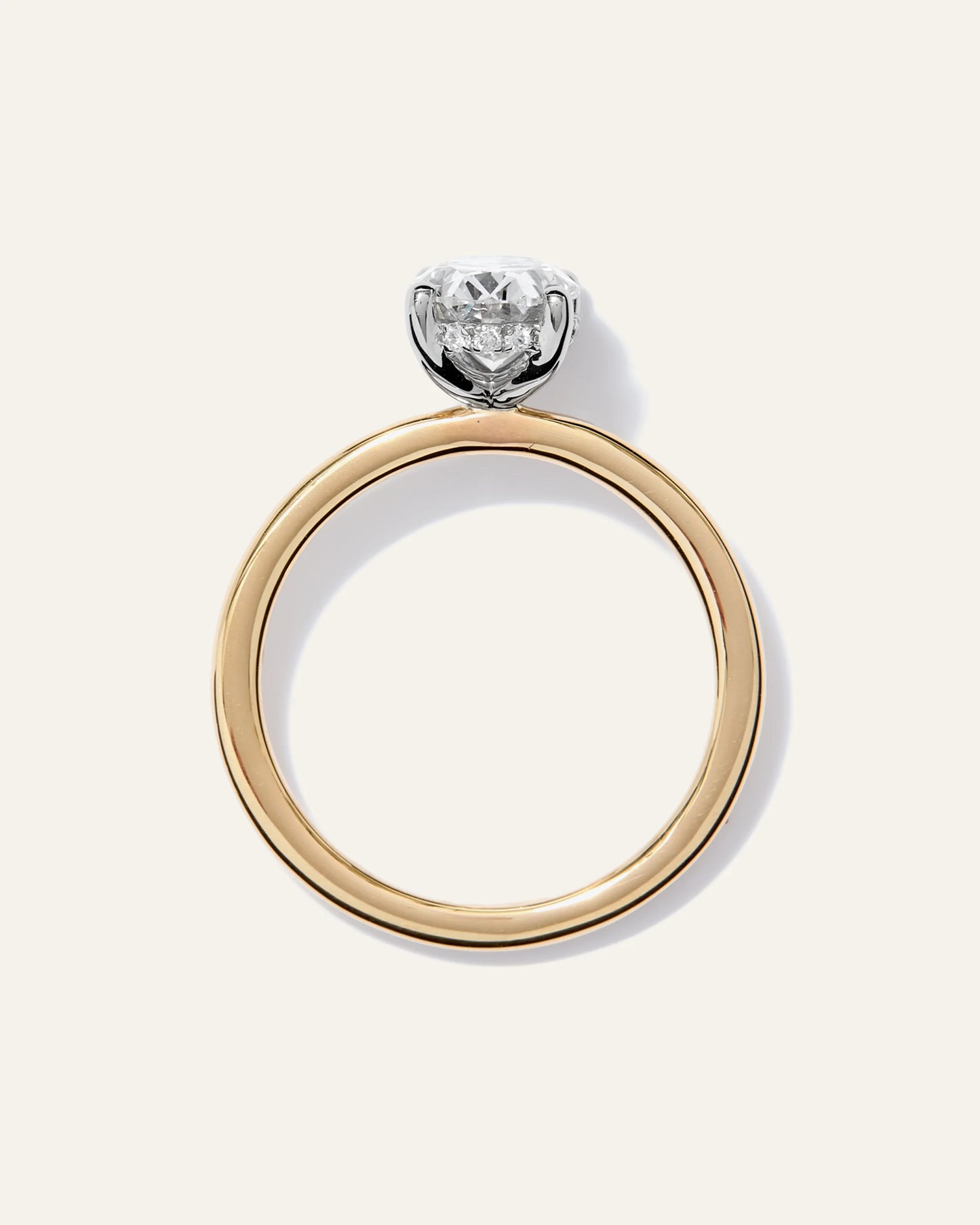 Lab Grown Diamond Oval Petite Hidden Halo Engagement Ring - 1.5ct - 4 / Yellow Gold