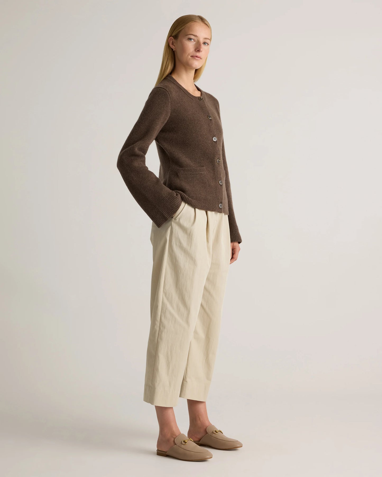 Mongolian Cashmere Structured Cardigan - XS / Oatmeal