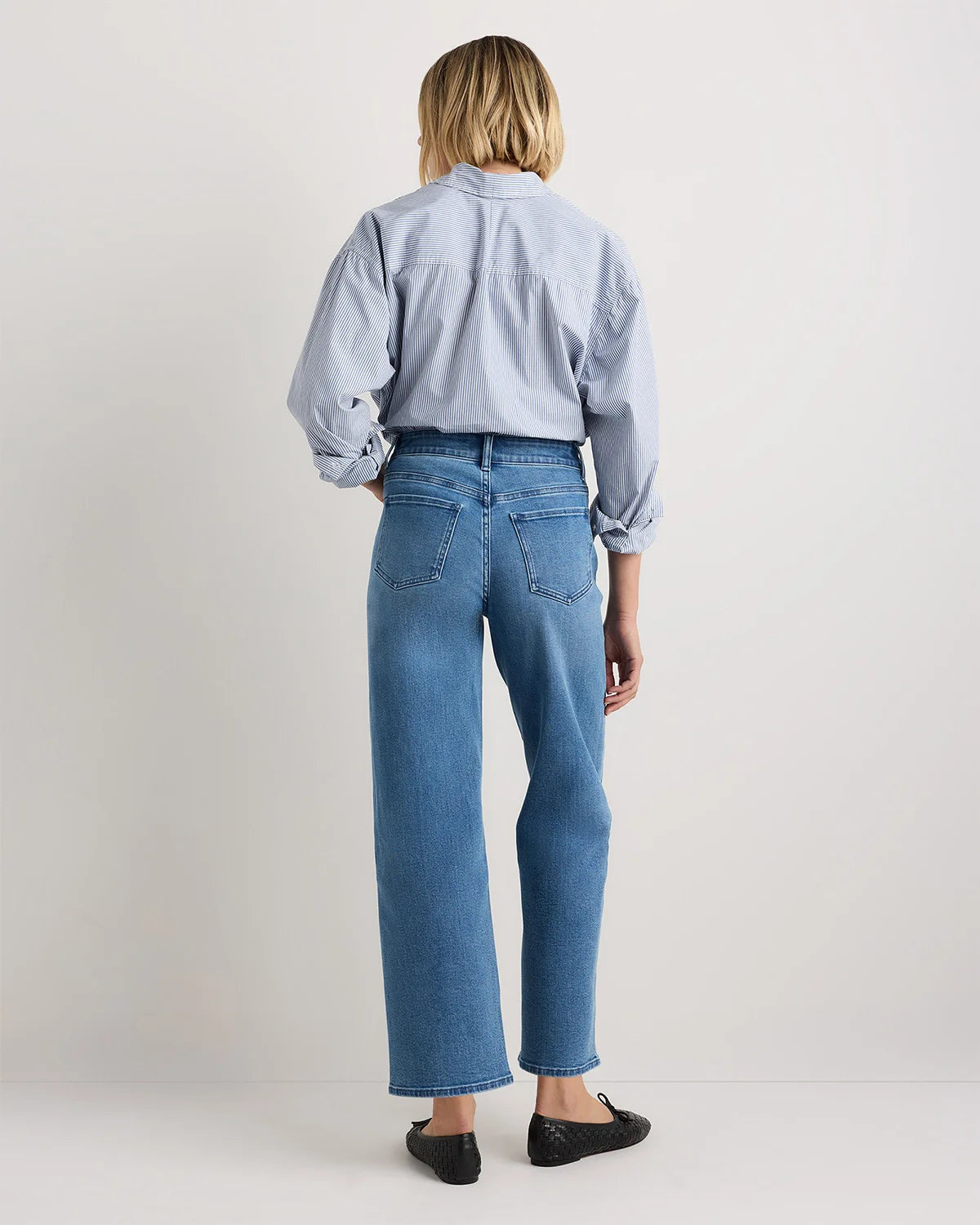 Bella Stretch Patch Pocket Wide Leg Jeans - 24 / Deep Sea Blue
