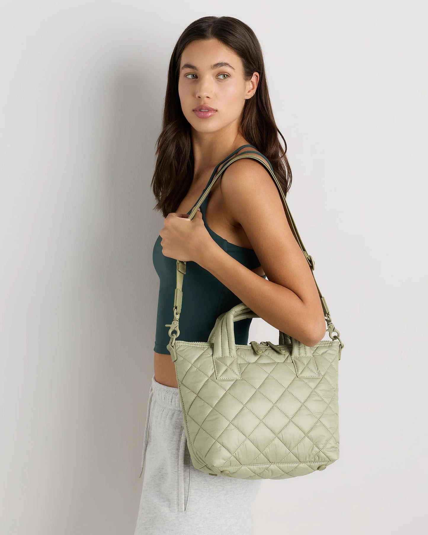 Transit Quilted Small Crossbody Tote - One Size / Taupe Brown