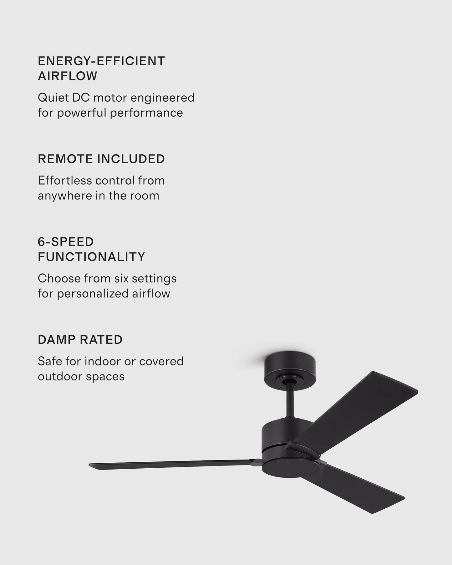 Minimalist Wood Blade Ceiling Fan - 44" / White