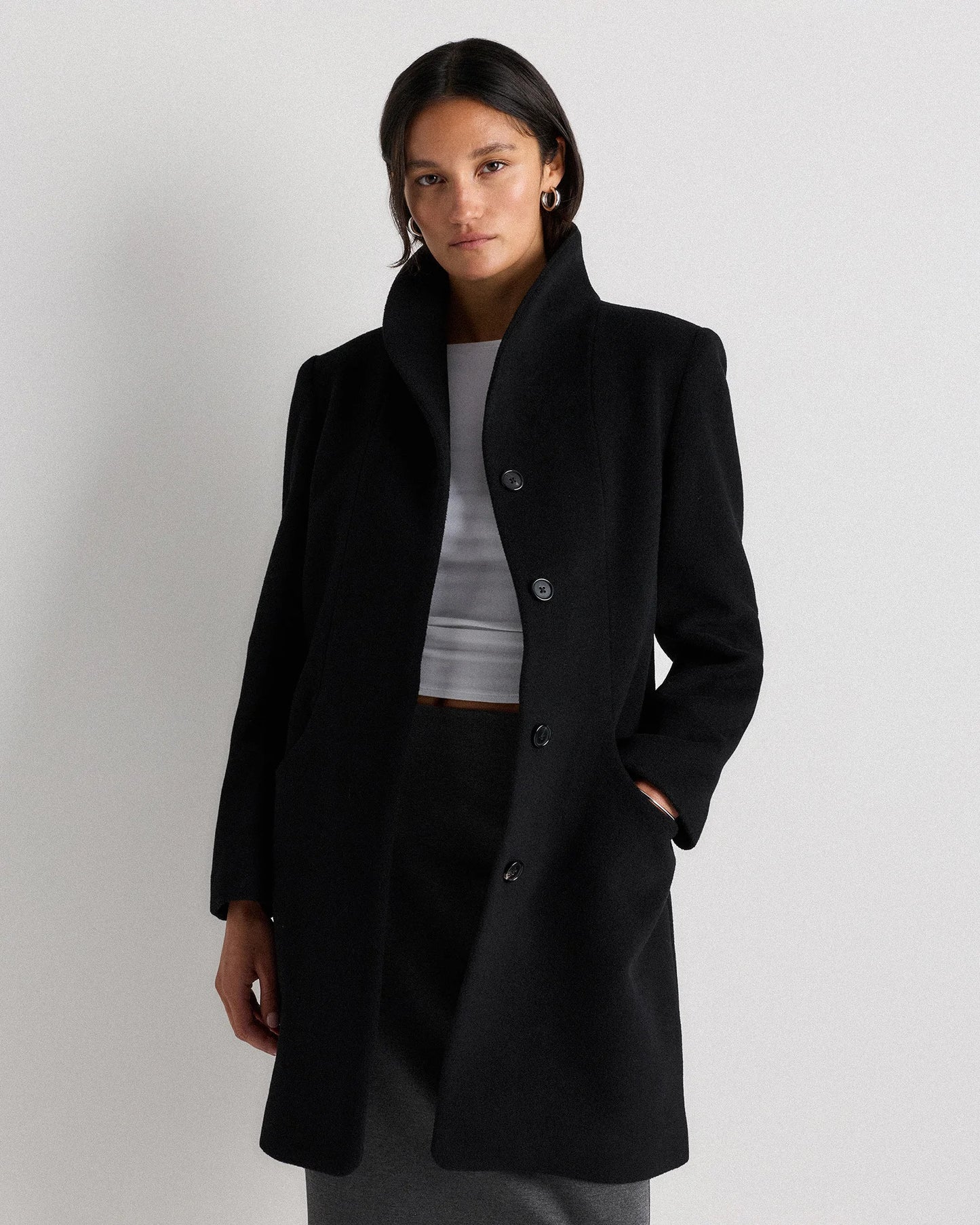 Wool Cashmere Cocoon Coat - XS / Dark Chocolate