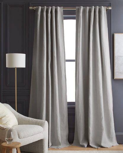Heavyweight European Linen Room Darkening Curtain - 48x84 / White