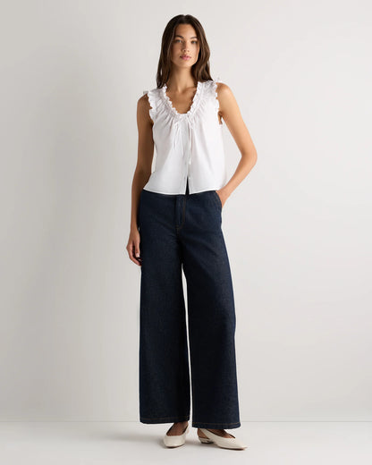 Cotton Viscose Voile Ruffle Trim Tank - XS / Classic Mini Gingham
