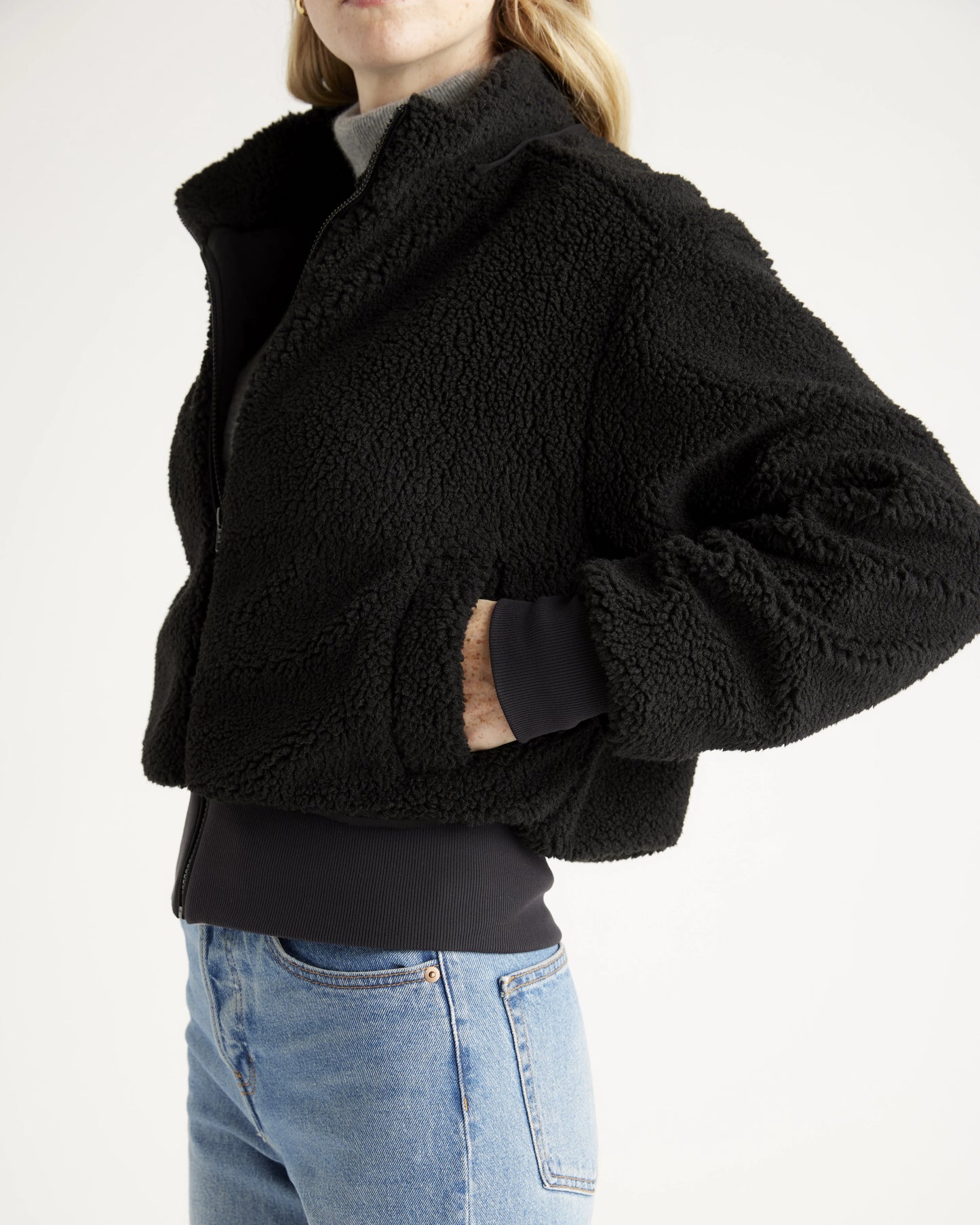 Hooded Sherpa Jacket - XS / Black