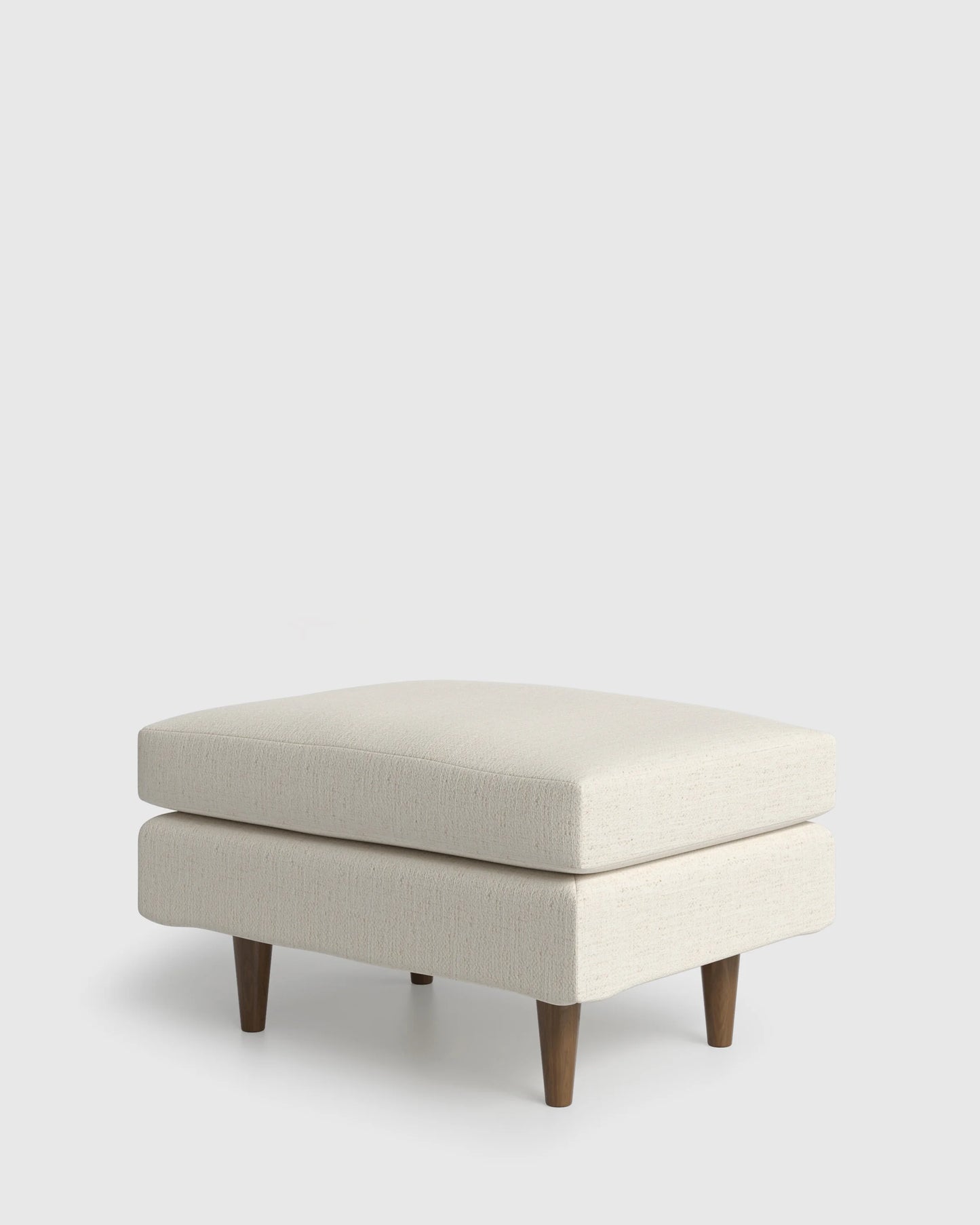 Atlas Midcentury Ottoman in Performance Chenille Linen Blend - 31.5" / Snow