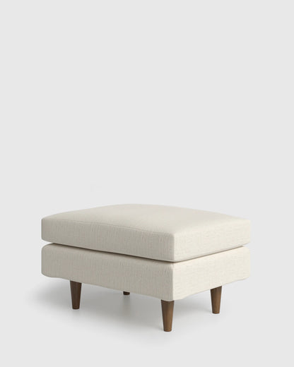 Atlas Midcentury Ottoman in Performance Chenille Linen Blend - 31.5" / Snow