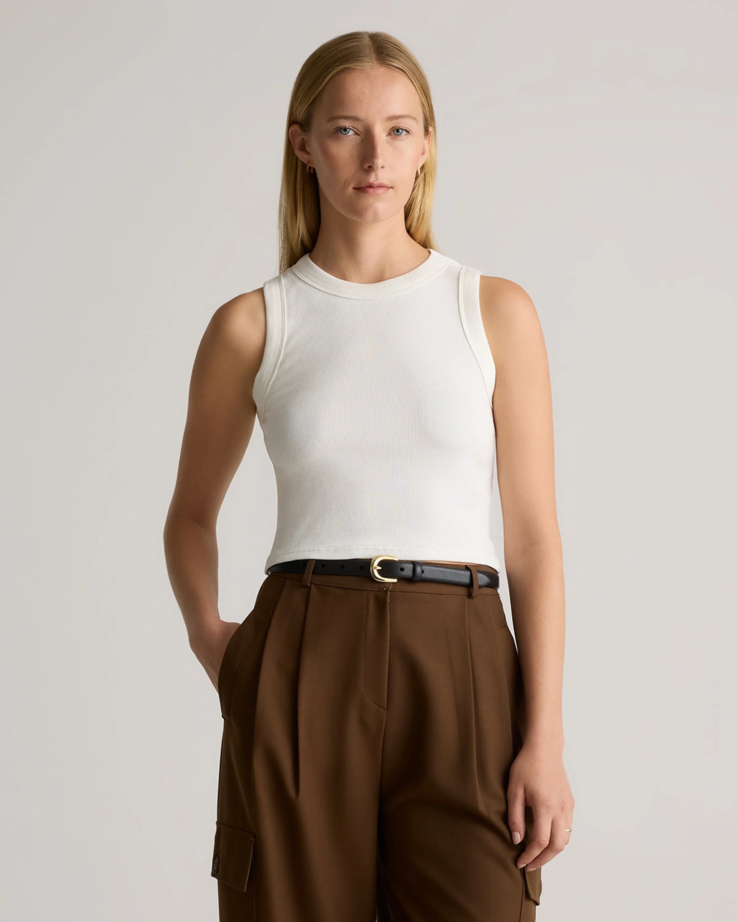 Organic Cotton Micro-Rib Cropped Cutaway Tank (3-Pack) - XS / Buttermilk White