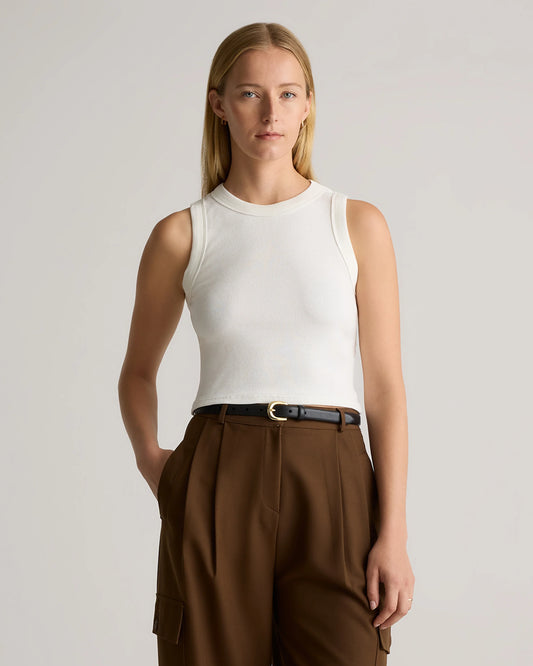 Organic Cotton Micro-Rib Cropped Cutaway Tank (3-Pack) - XS / Buttermilk White