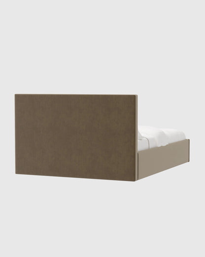 Square Bed in Performance Velvet - Full / Chocolate
