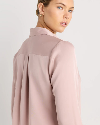 Washable Stretch Silk Blouse - XS / Moonstone Blue