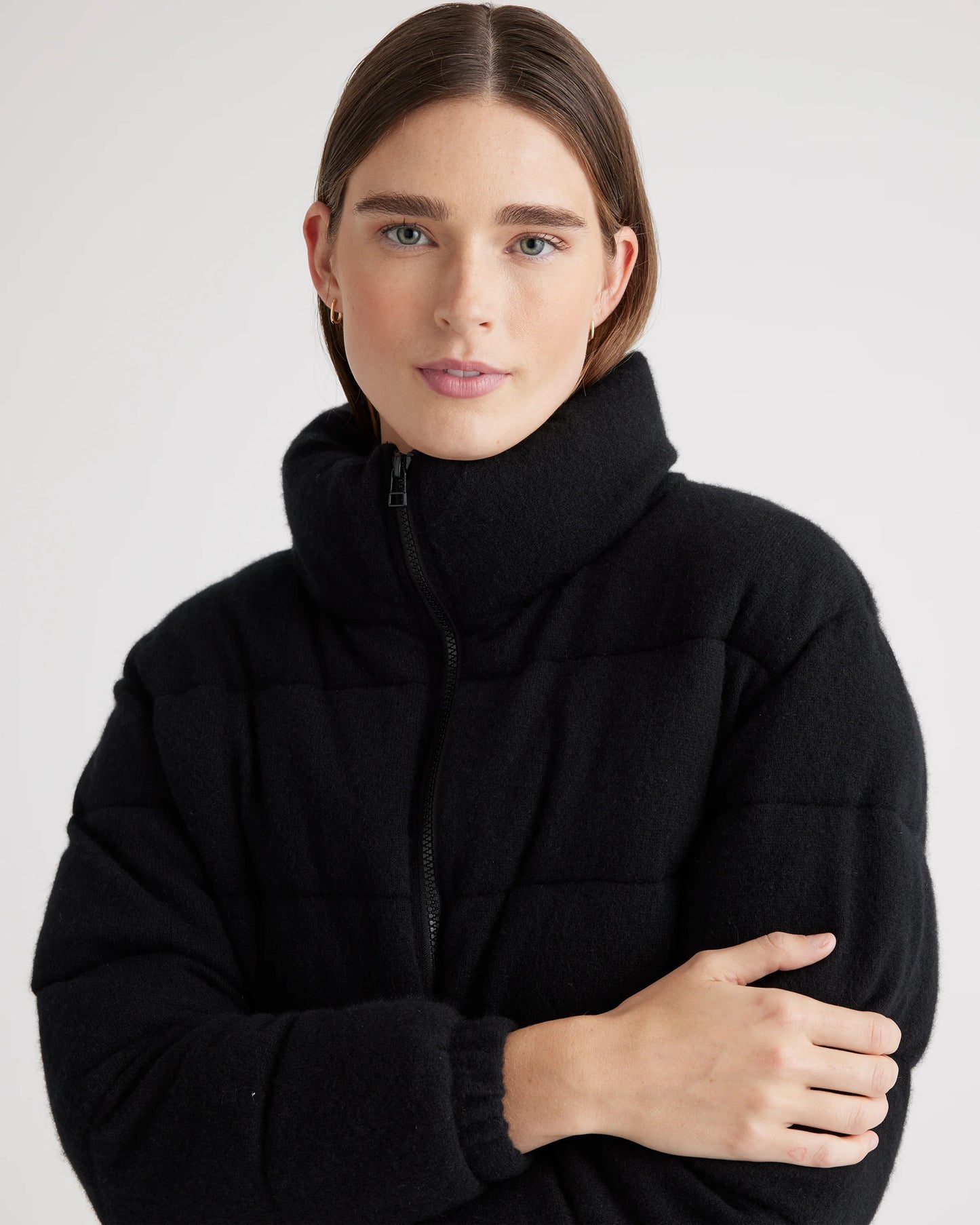 Mongolian Cashmere Puffer Jacket - XS / Brown