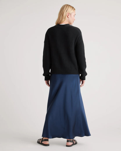 100% Organic Cotton Fisherman Boxy Cropped Cardigan - XS / Sapphire Blue