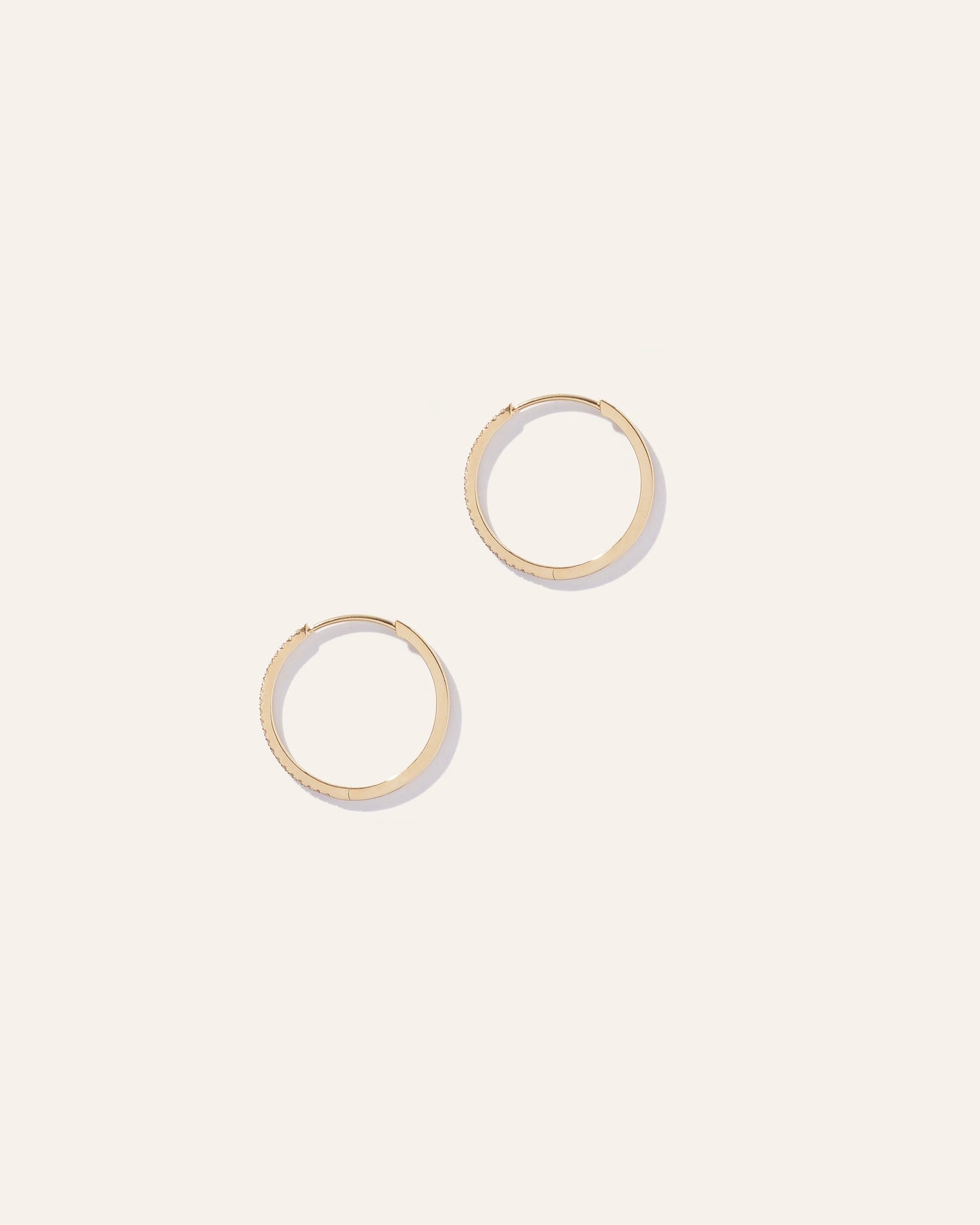 14K Gold Diamond Pave Hoops - One Size / Yellow Gold