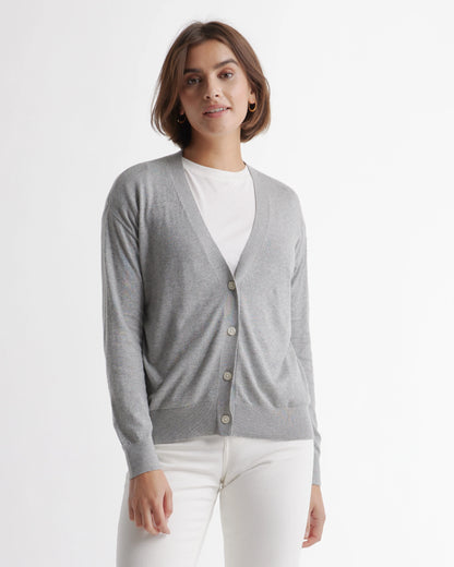 Lightweight Cotton Cashmere Cardigan - XS / Heather Oatmeal