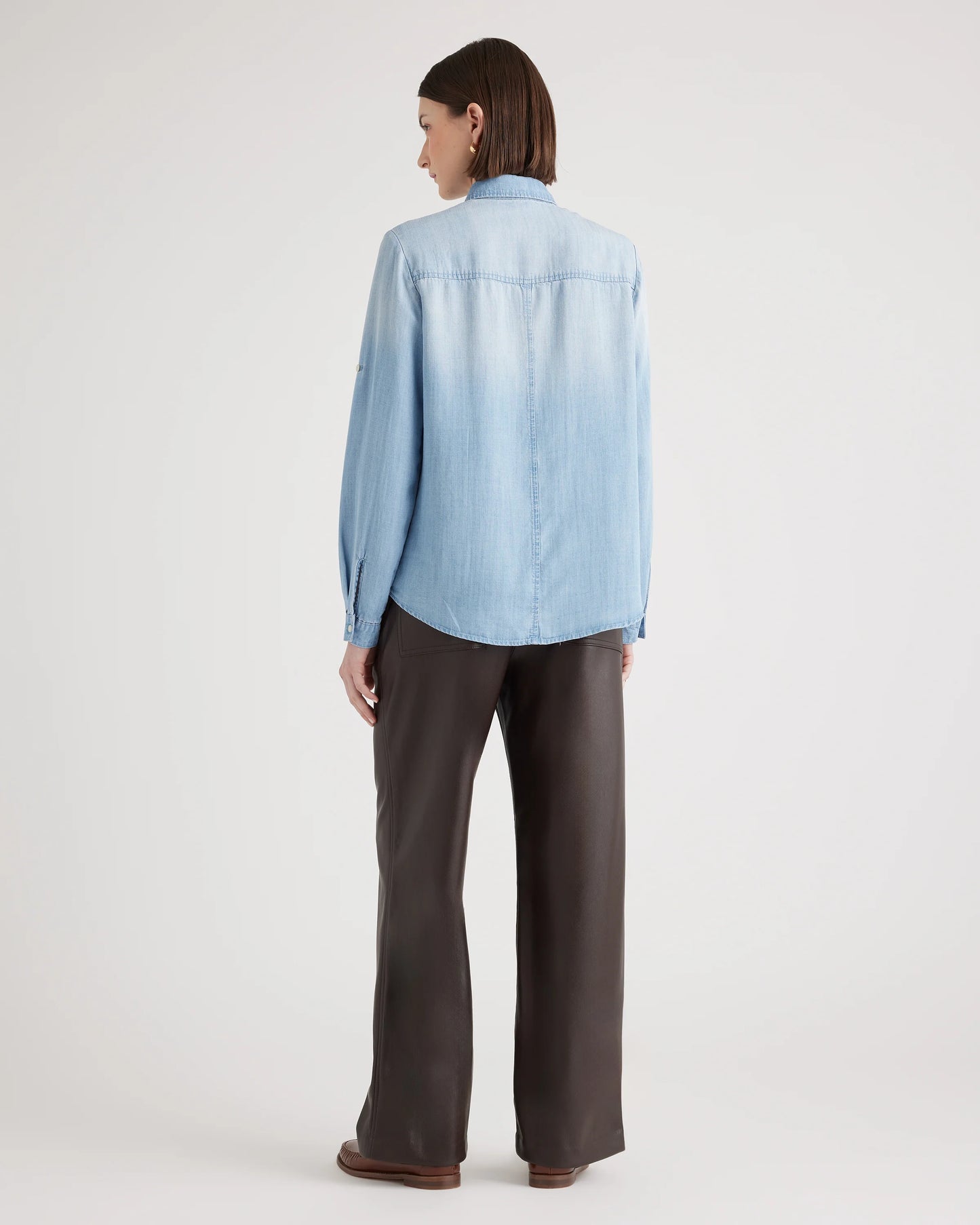Chambray Tencel Long Sleeve Shirt - XS / Light Indigo