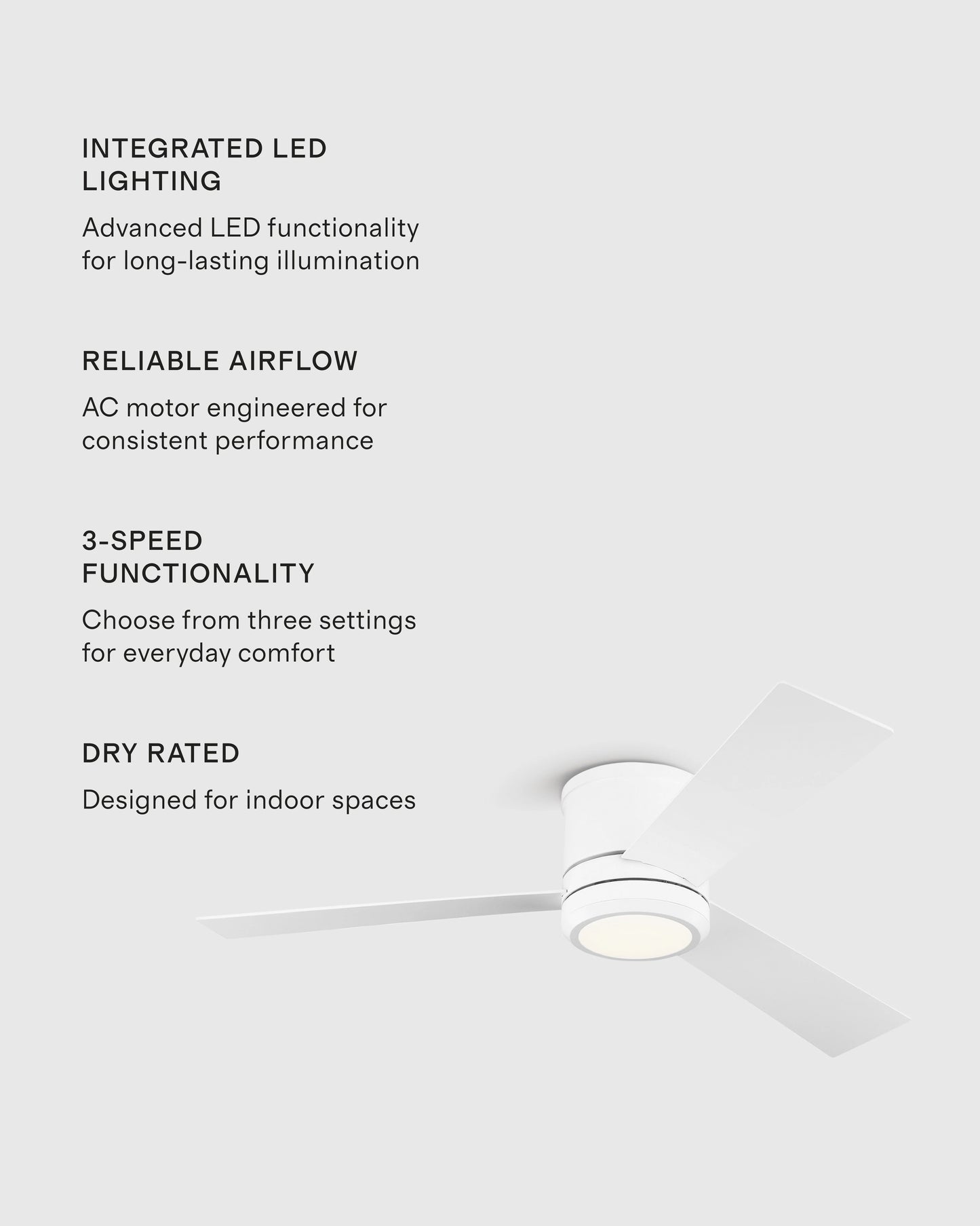 Simple Metal Hugger LED Ceiling Fan - 42" / White