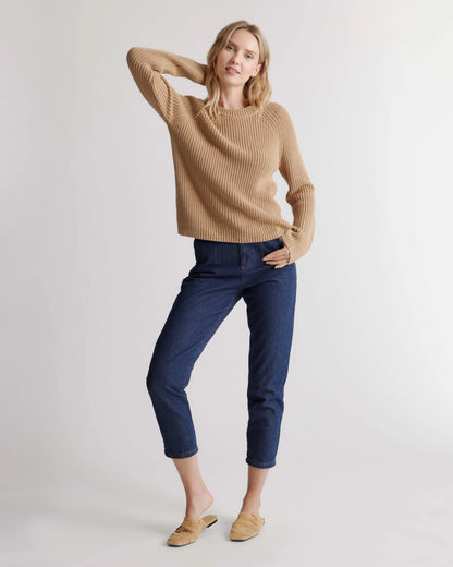 100% Organic Cotton Fisherman Crew Sweater - XS / Sapphire Blue
