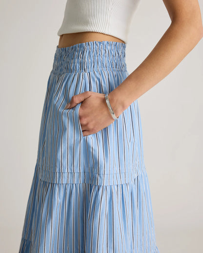 100% Organic Cotton Poplin Tiered Maxi Skirt - XS / Black