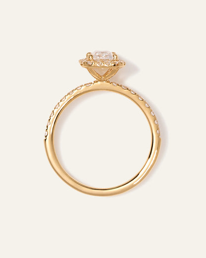 Lab Grown Diamond Emerald Halo Pave Engagement Ring - 1.50ct - 4 / Yellow Gold