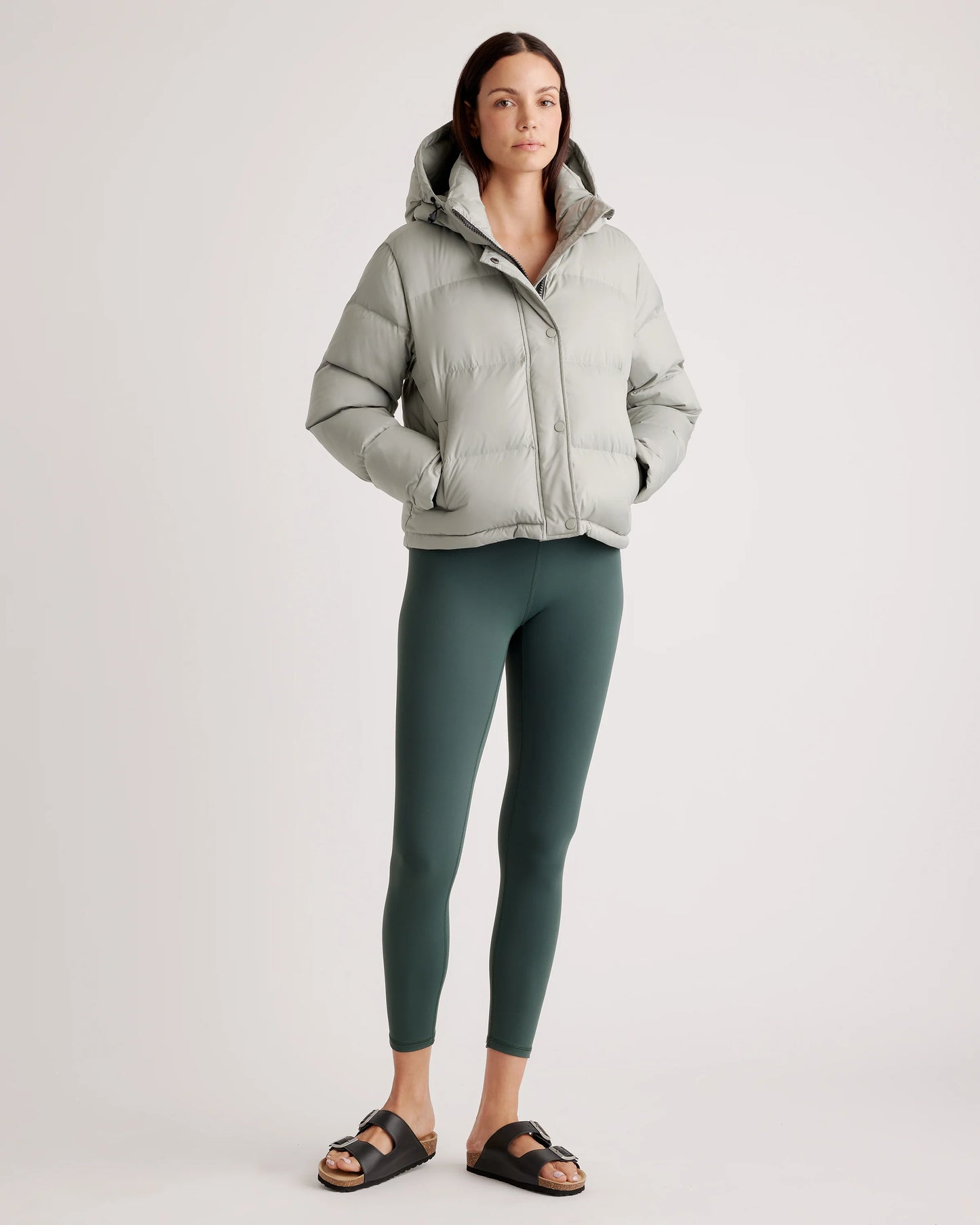Responsible Down Cropped Puffer Jacket - XS / Shiny Black