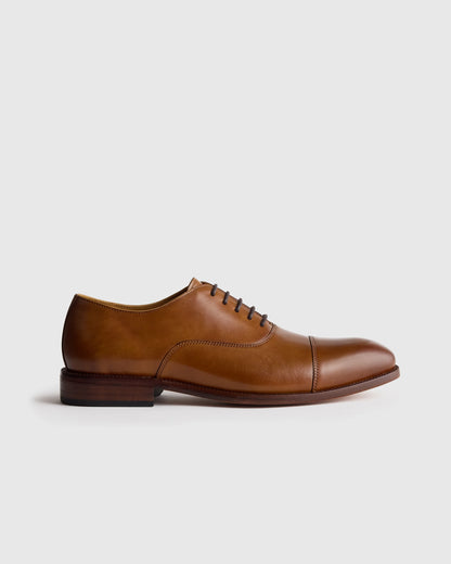 Italian Leather Cap Toe Oxford - 7 / Cognac