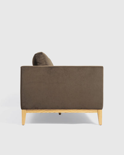 Performance Velvet Sofa with Solid Oak Base - 7ft / Java