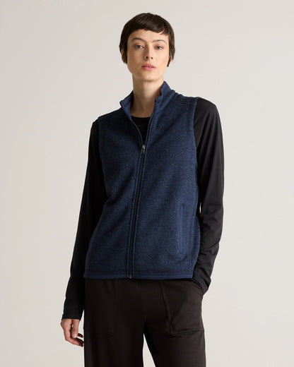 Sweater-Knit Fleece Full-Zip Vest - XS / Heather Mineral Green