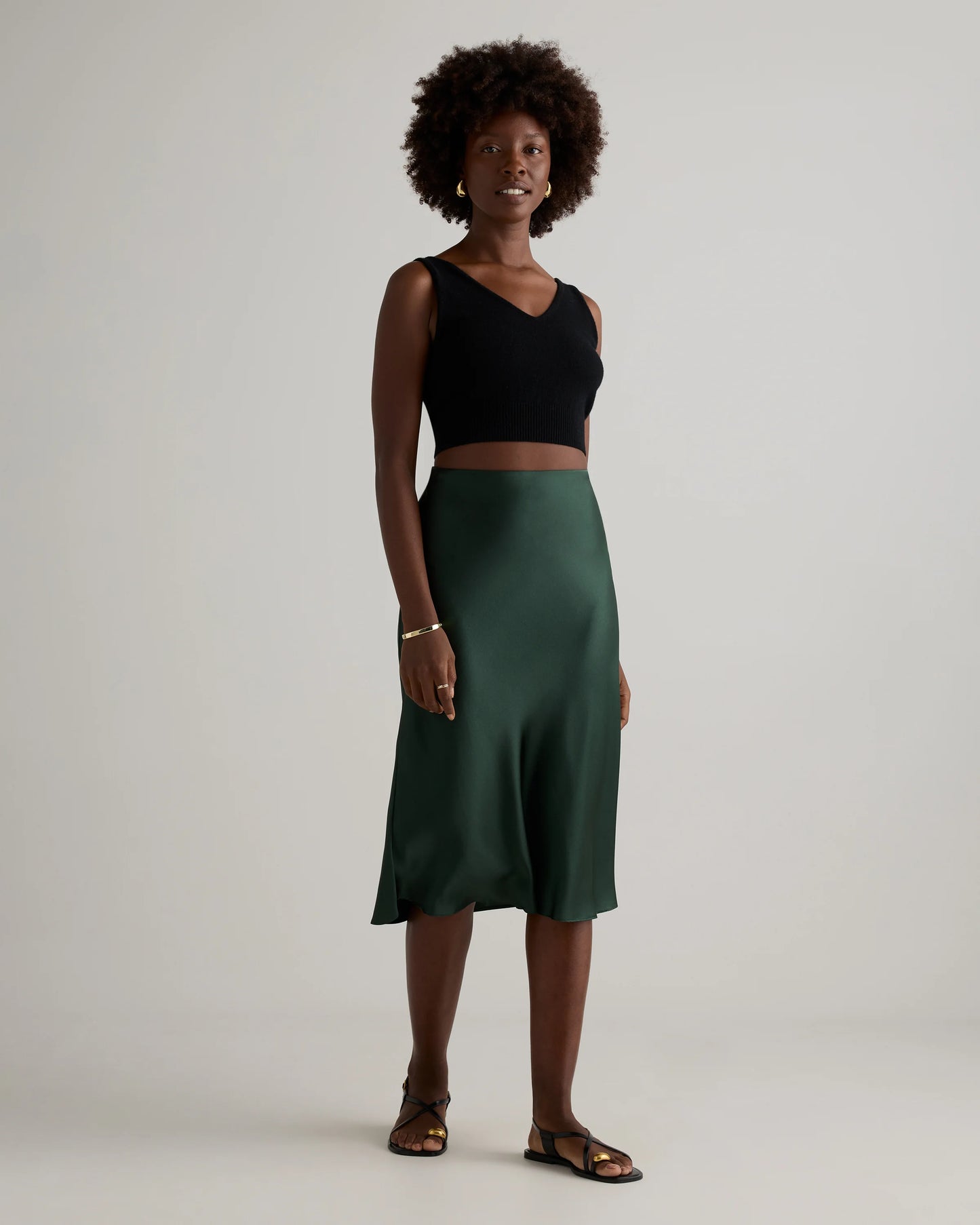 100% Washable Silk Skirt - XS / Champagne