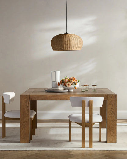 Reclaimed Oak Parsons Square Dining Table - One Size / Cafe Brown
