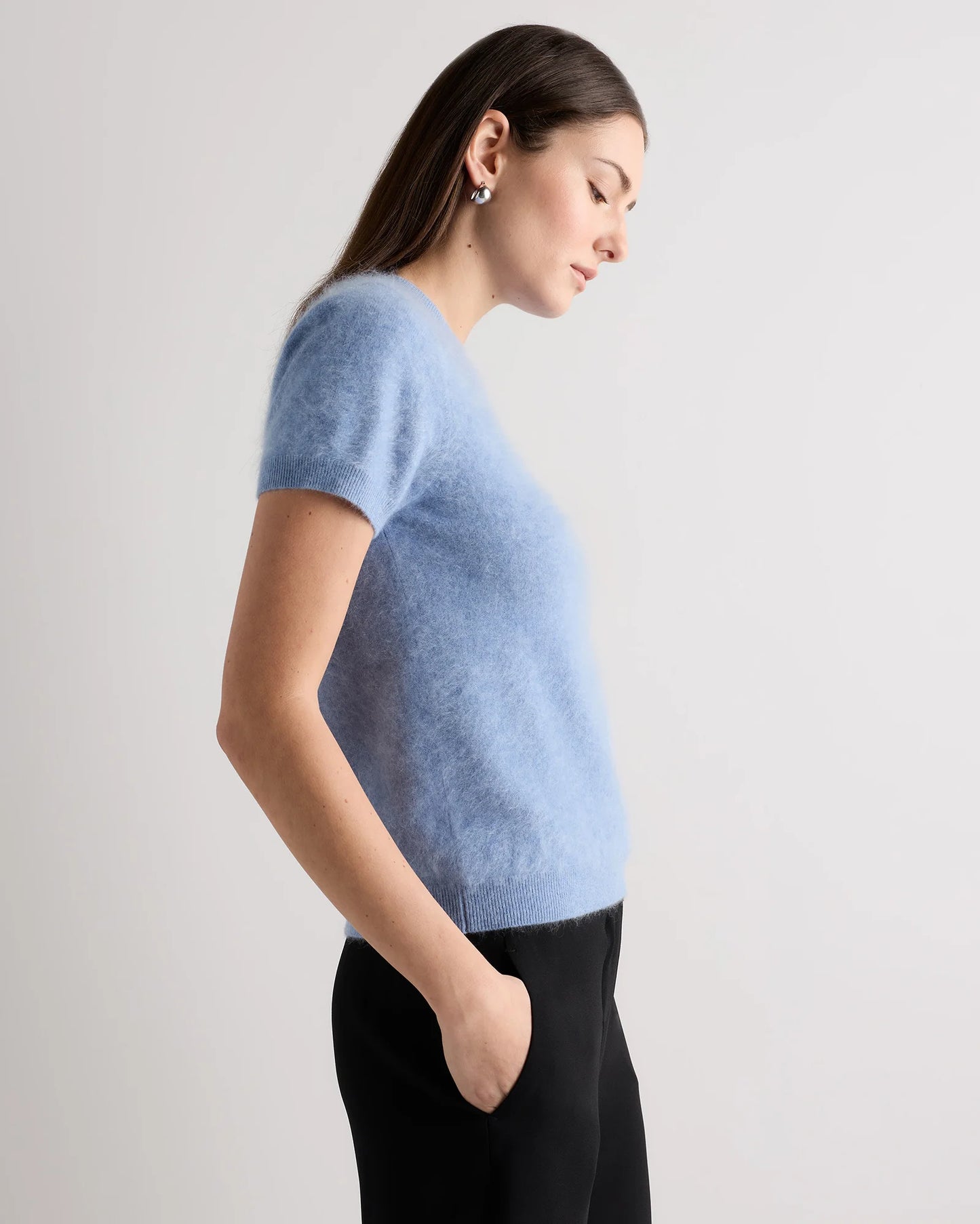 Women's Brushed Cashmere Tee - XS / Ivory