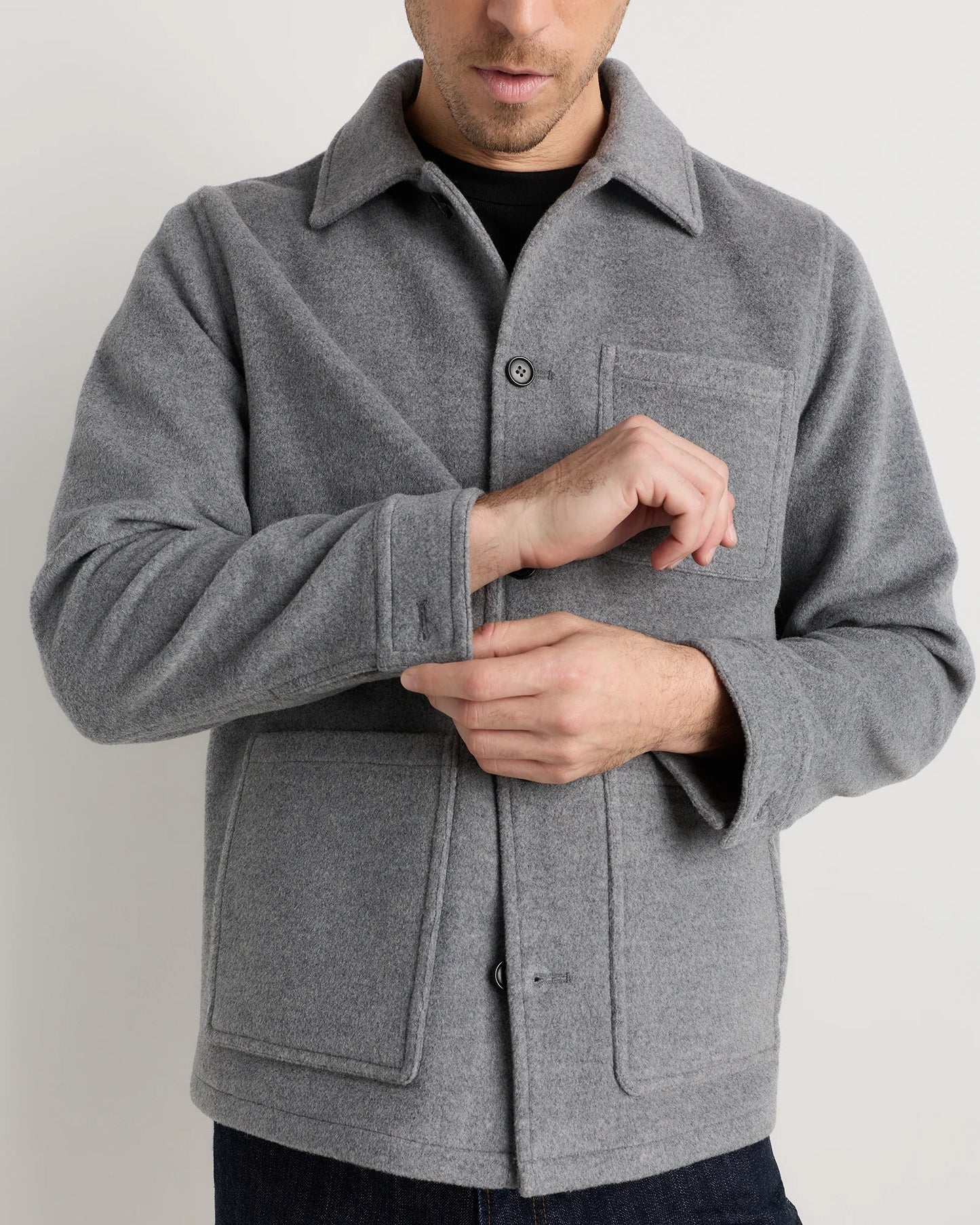 Wool Cashmere Chore Jacket - S / Black