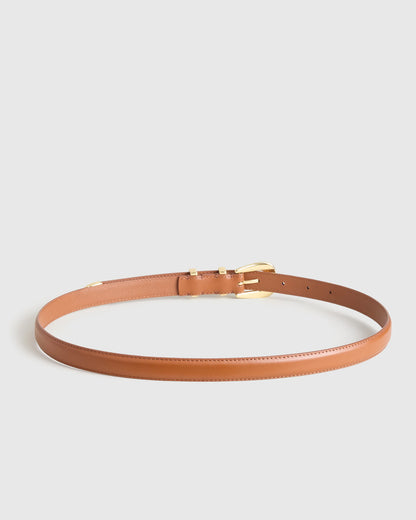 Lola European Leather Western Skinny Belt - XS / Black/Gold