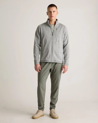 Sweater-Knit Fleece Full-Zip Jacket - XS / Heather Mineral Green