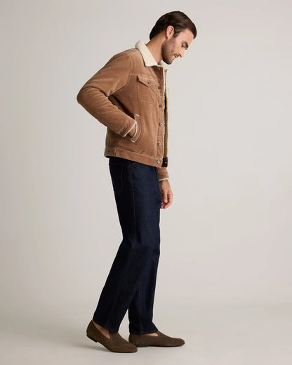 Organic Stretch Corduroy Sherpa-Lined Trucker Jacket - S / Espresso