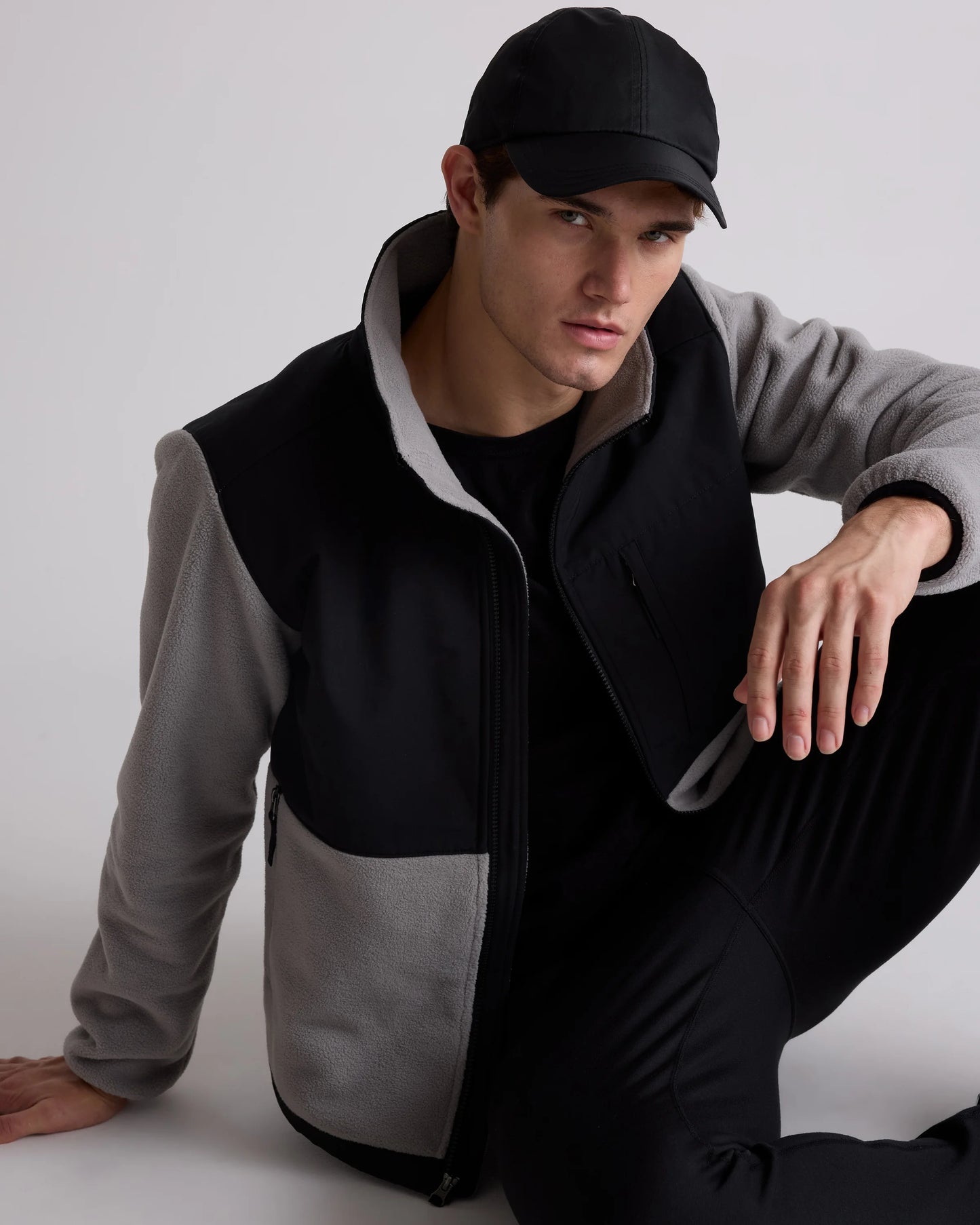 Polar Fleece Full-Zip Jacket - S / Gravel/Bold Black