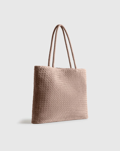 Siena Suede Handwoven Tote - One Size / Pebble