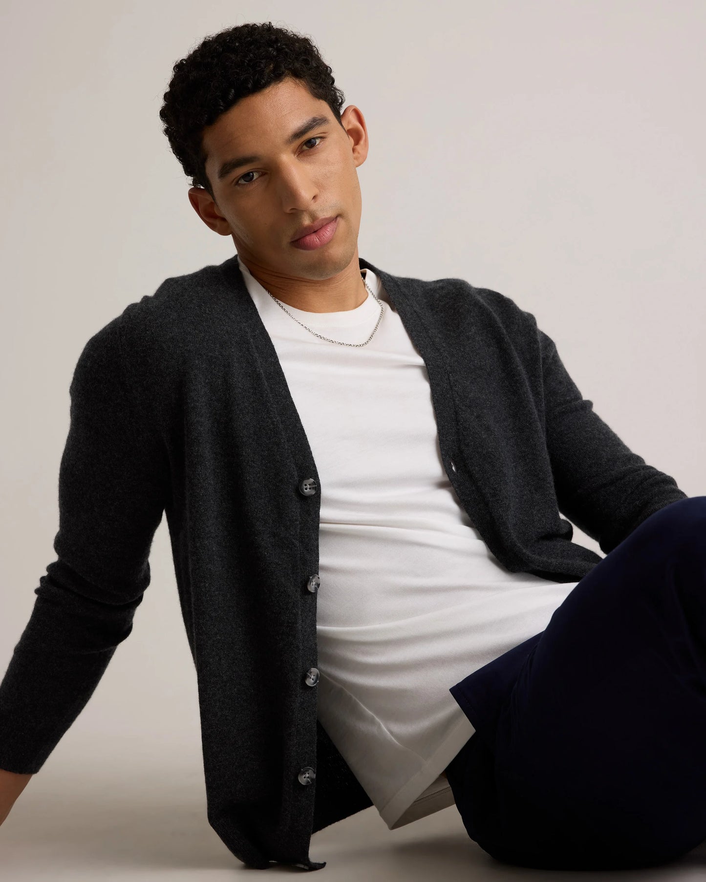 Mongolian Cashmere Cardigan Sweater - S / True Navy