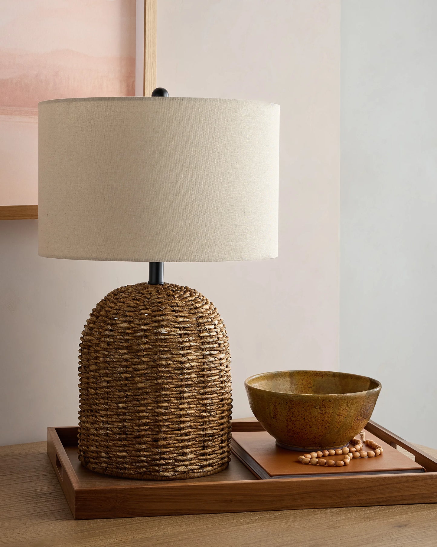 Arched Seagrass Table Lamp - One Size / Brown