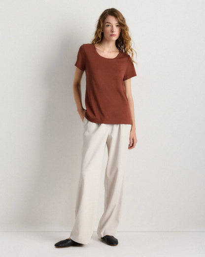 Cotton Modal Scoop Neck Tee - XS / Navy